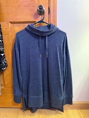 Old Navy Heathered Charcoal Funnel-Neck Pullover Hoodie